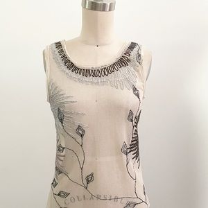 Project Alabama mesh tank top, embroidered top, cotton top, Anthropology